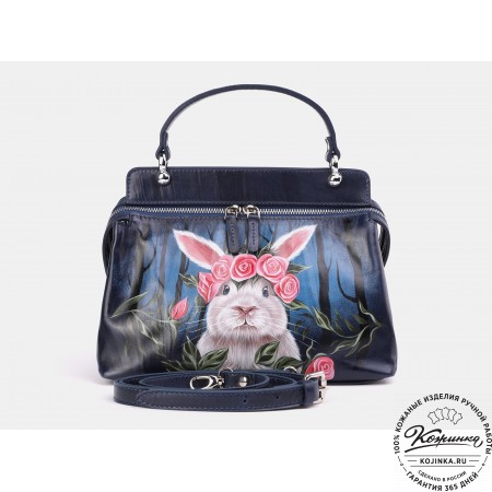 Женская кожаная сумка "Орнелла"  "Кролик в розах" 