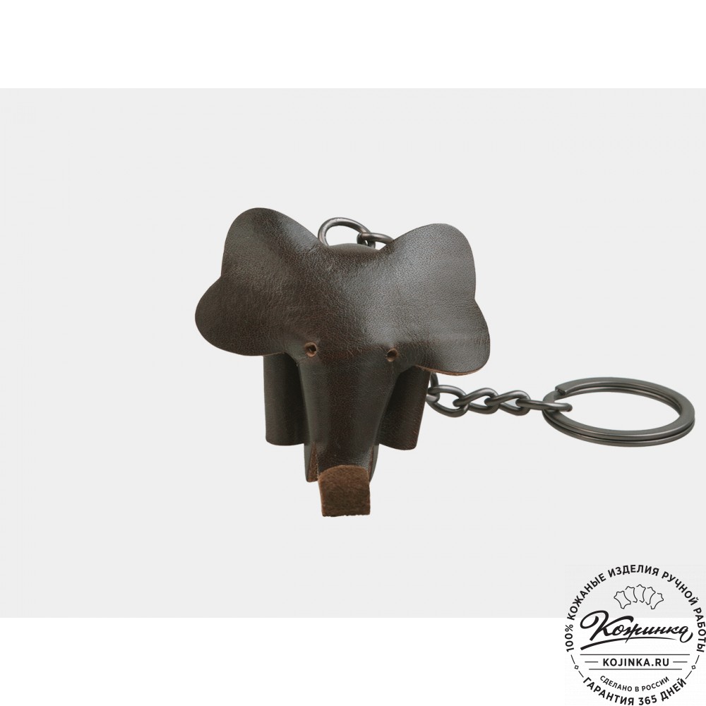 Кожаный брелок "Слоник" (коричневый)