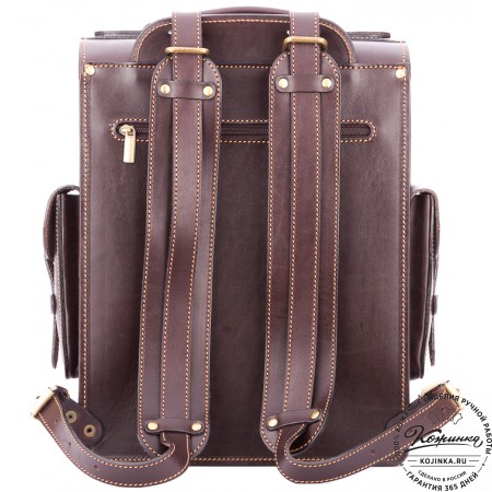 Кожаный ранец-портфель "Джонн" (темно-коричневый)