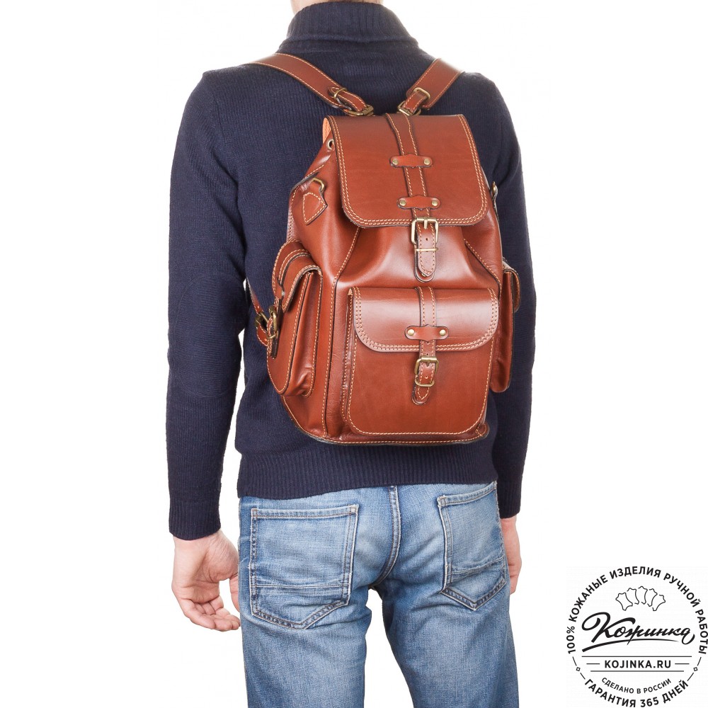 Кожаный рюкзак "Патриот" (коричневый)