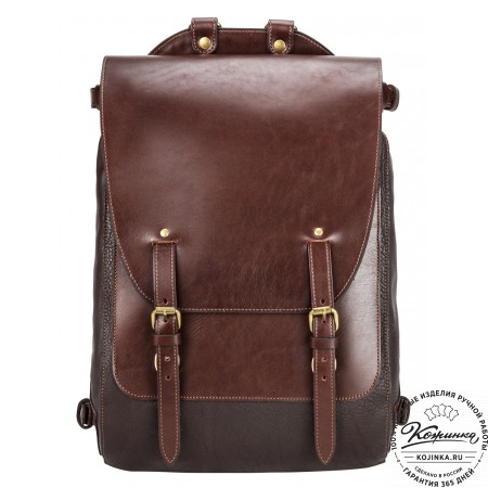 Кожаный рюкзак "Рафаэль New" (коричневый с темно-коричневым)