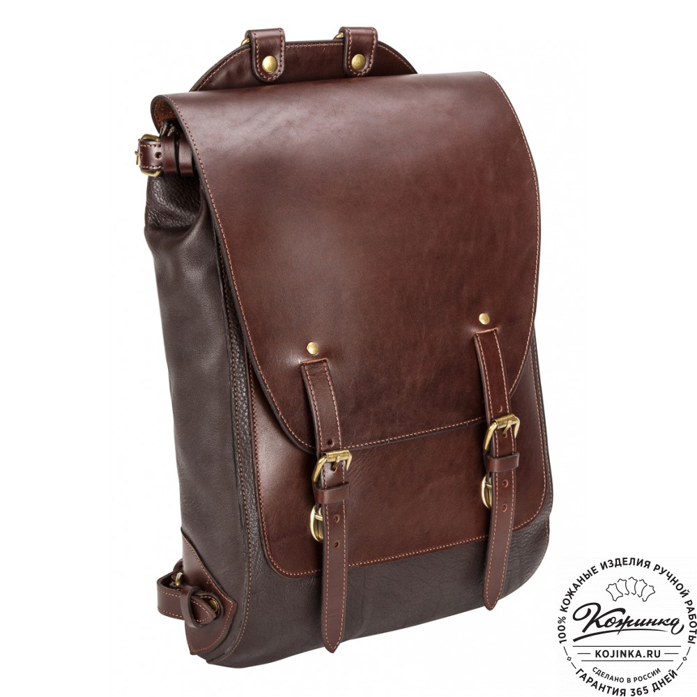 Кожаный рюкзак "Рафаэль New" (коричневый с темно-коричневым)