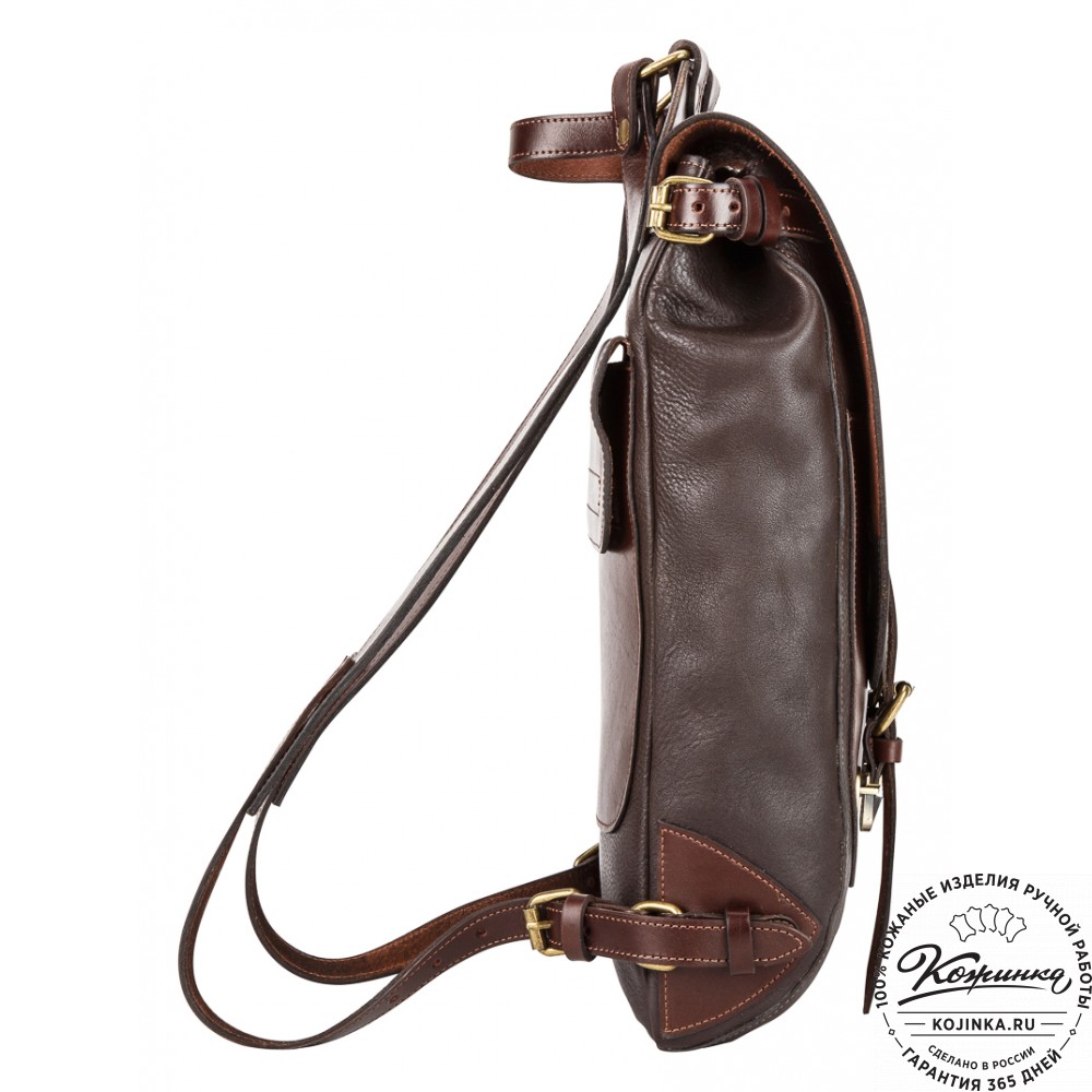 Кожаный рюкзак "Рафаэль New" (коричневый с темно-коричневым)
