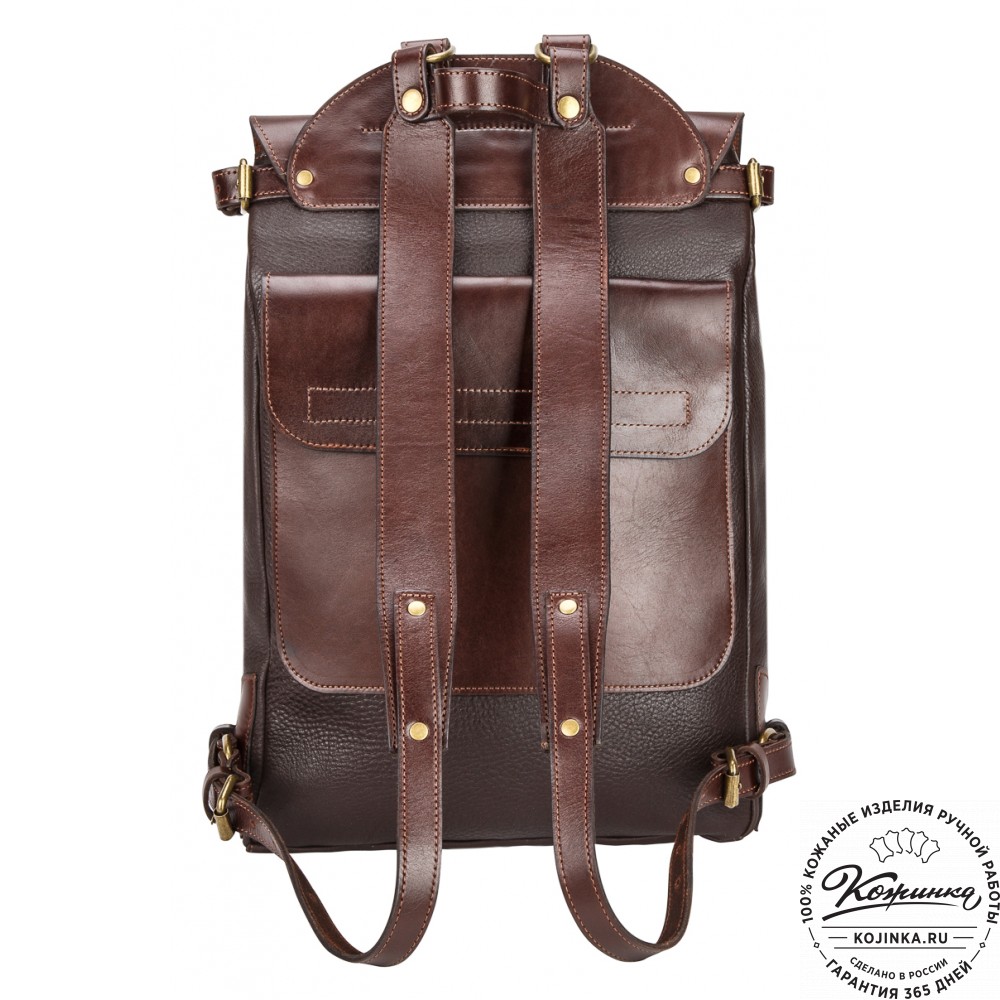 Кожаный рюкзак "Рафаэль New" (коричневый с темно-коричневым)