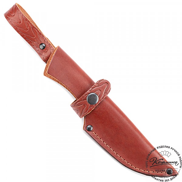 Кожаные ножны для ножа европейского типа  с длиной клинка 13 см (коньяк). фото 1