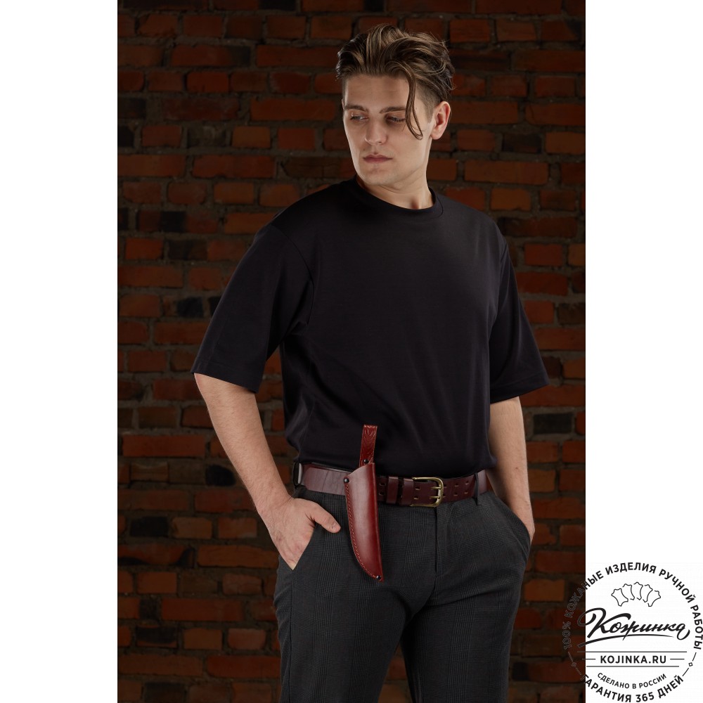 Кожаные ножны для ножа с длиной клинка 13 см (черные)