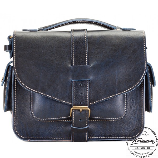 Кожаная  сумка "Виктория" (синий эксклюзив). фото 1