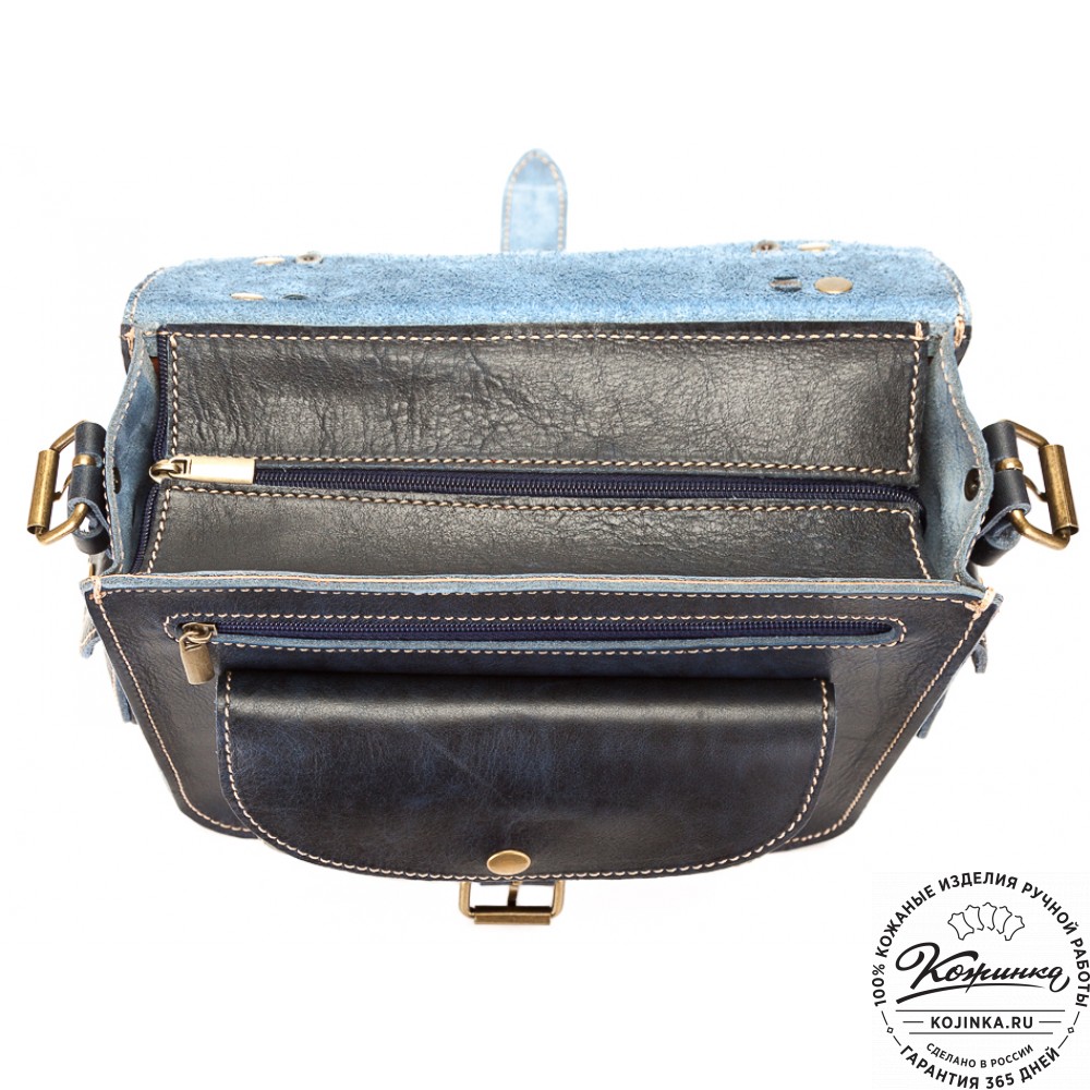 Кожаная  сумка "Виктория" (синий эксклюзив)