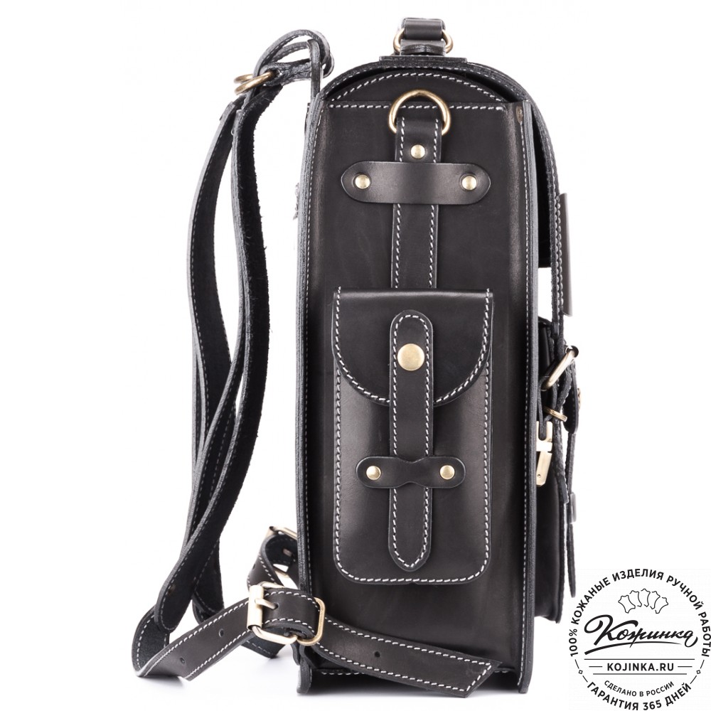 Кожаный ранец-портфель "Джон" (черный)