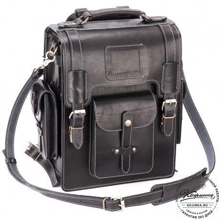 Кожаный ранец-портфель "Джон" (черный)