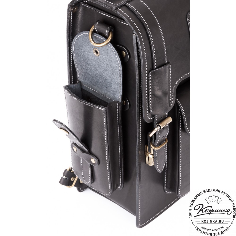 Кожаный ранец-портфель "Джон" (черный)