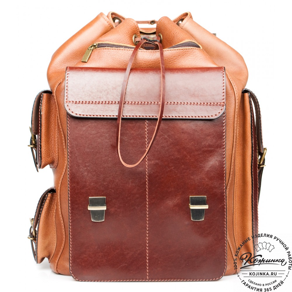 Мужской кожаный рюкзак "Следопыт" (коричневый)