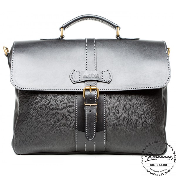 Кожаный портфель "Лайт" (чёрный). фото 1