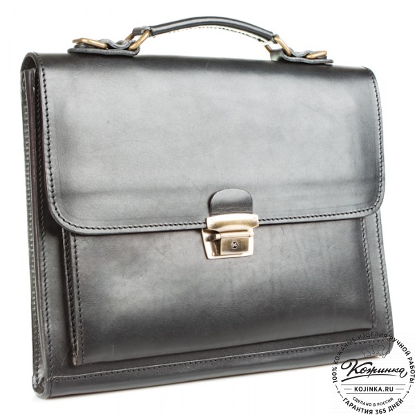 Деловой кожаный портфель "Мини" (чёрный). фото 1