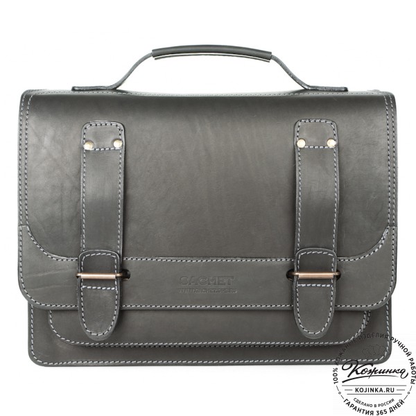 Кожаный портфель "Француз" (черный). фото 1