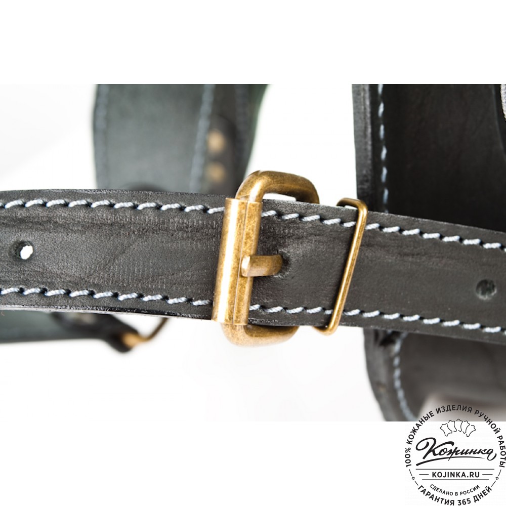 Мужской кожаный рюкзак "Байкер" (чёрный)