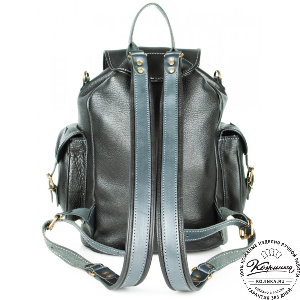 Кожаный рюкзак "Мидл" (чёрный)