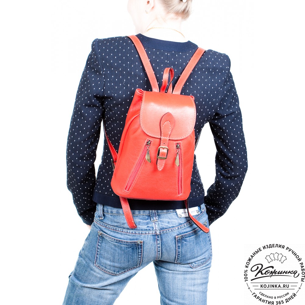 Женский кожаный рюкзак "Жоли" (красный)