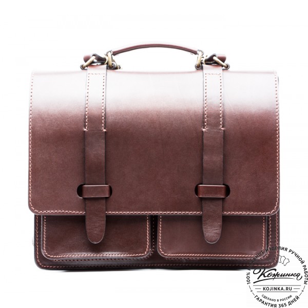 Деловой кожаный портфель "Сингл-Нью" (коричневый). фото 1