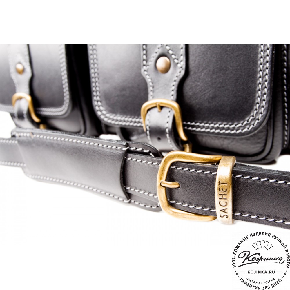 Кожаный дорожный саквояж "Большой" (чёрный)