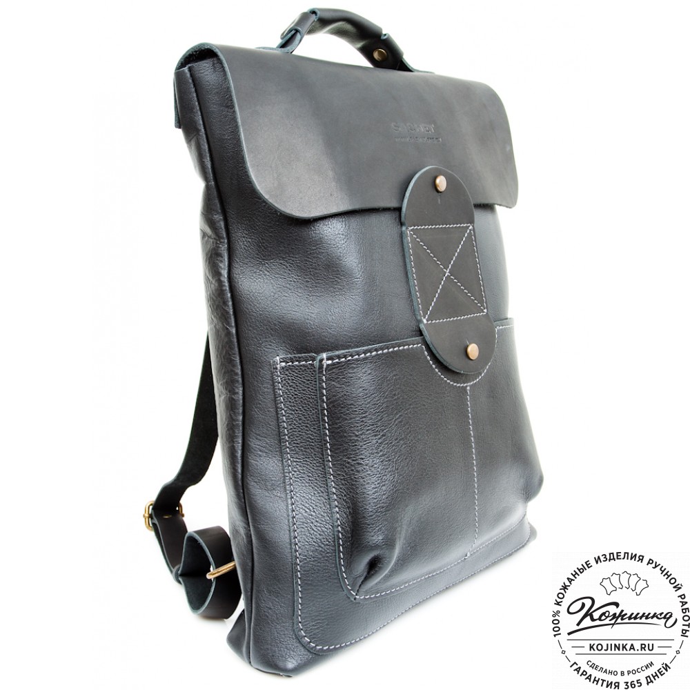 Кожаный рюкзак "Спэйс" (черный)