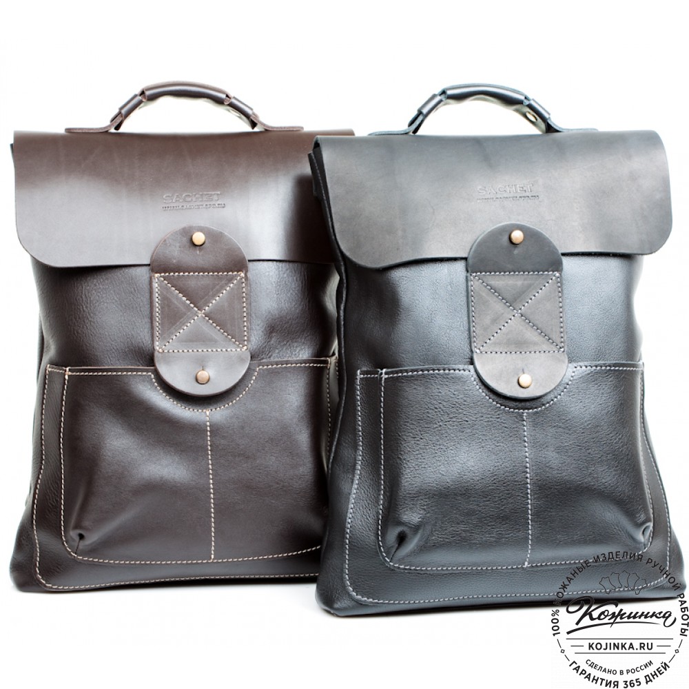 Кожаный рюкзак "Спэйс" (черный)