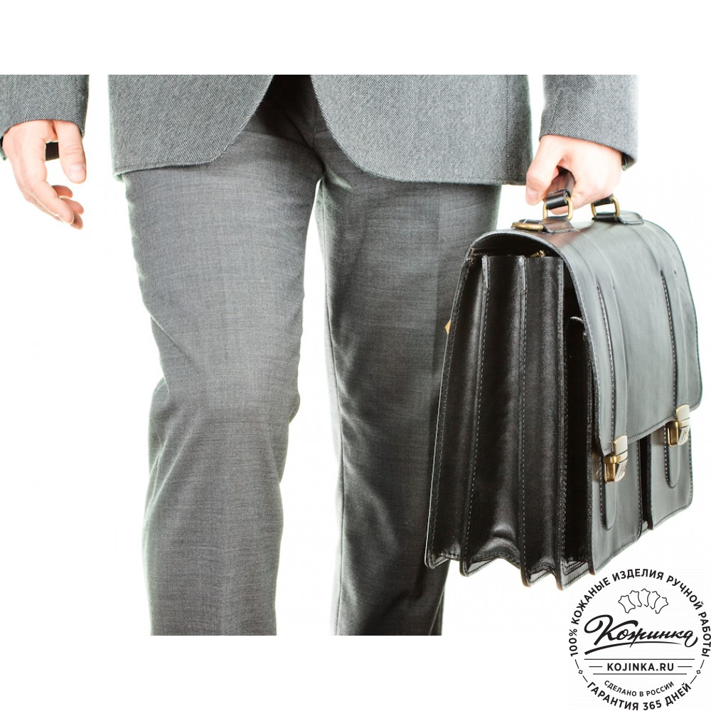 Мужской кожаный портфель "Престиж" (чёрный)