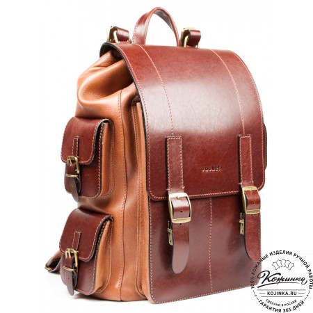 Мужской кожаный рюкзак "Следопыт" (коричневый)