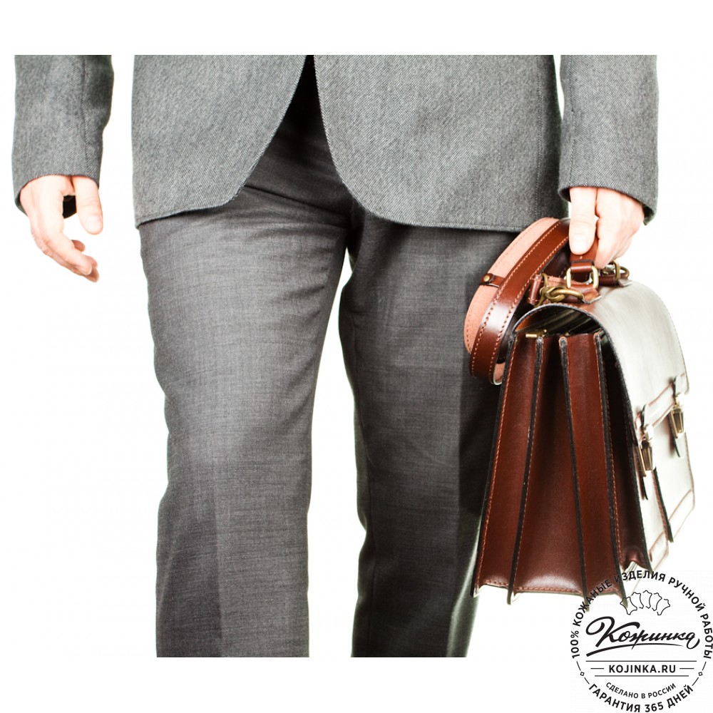 Мужской кожаный портфель "Оптима II" (коричневый)