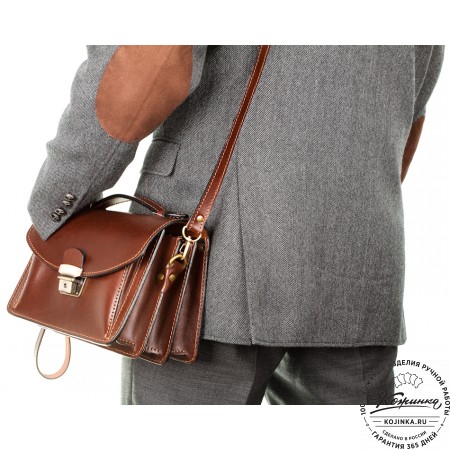 Кожаная барсетка "БС-Б1" (тёмно-коричневая)