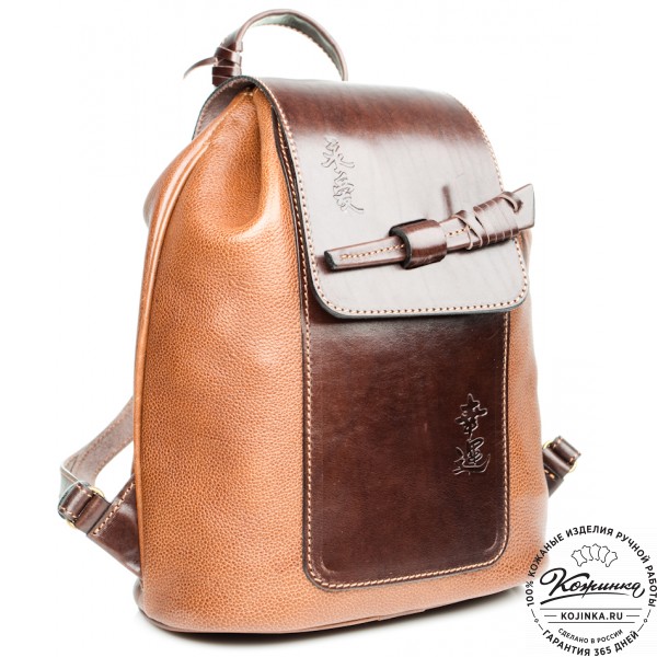 Женский кожаный рюкзак "Гейша" (коричневый). фото 1