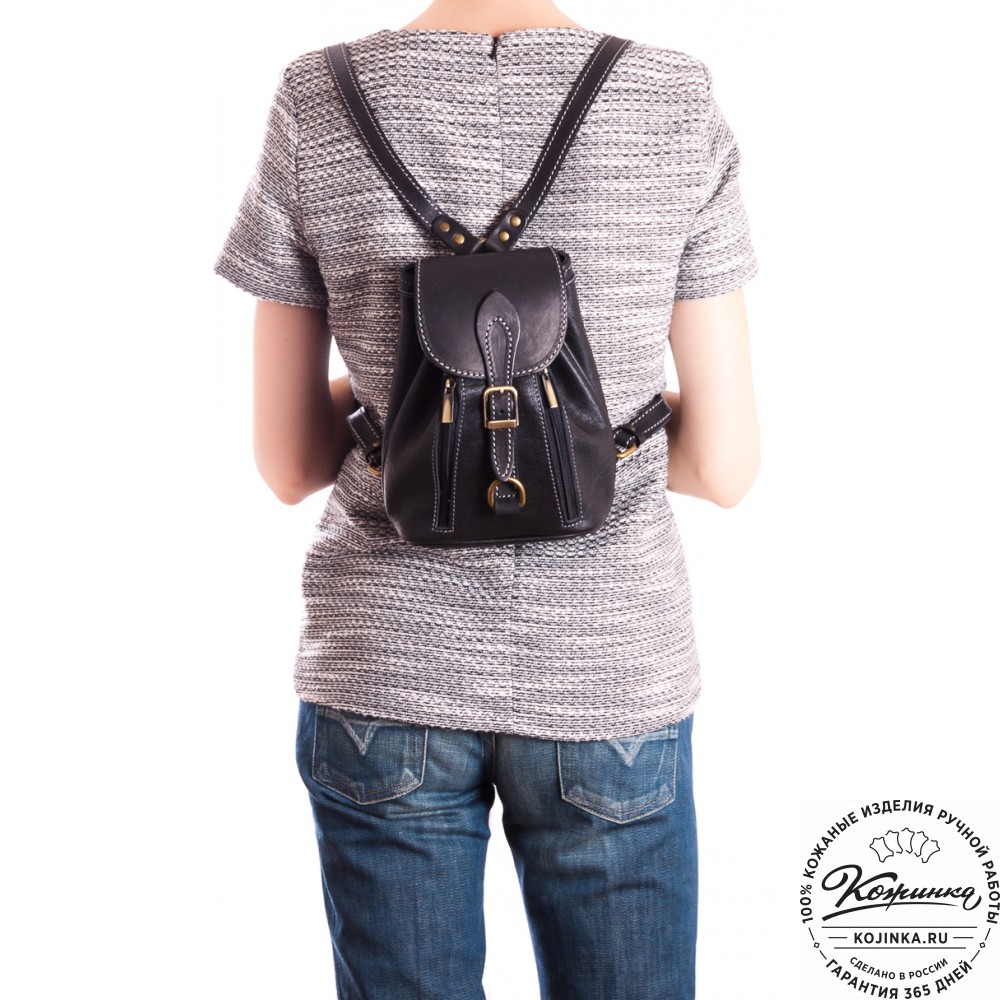 Женский кожаный рюкзак "Колибри" (черный)