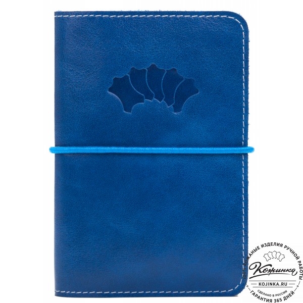 Кожаная обложка на паспорт Прага (синяя). фото 1